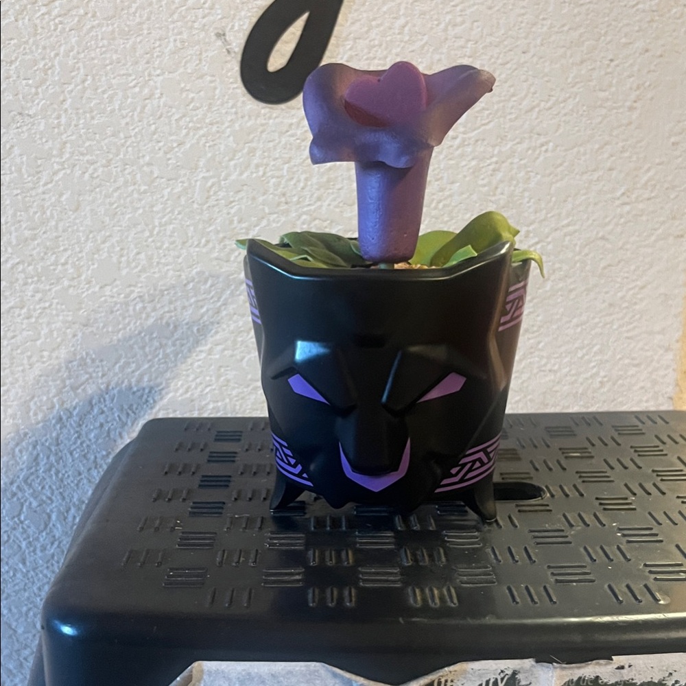 Marvel Black Panther Planter with Purple Flower